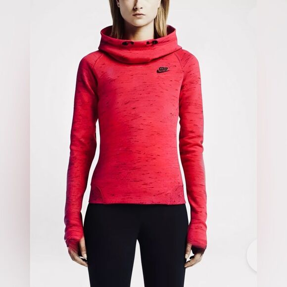 NIKE TECH RED FLEECE FUNNEL NECK HOODIE - Picture 1 of 6